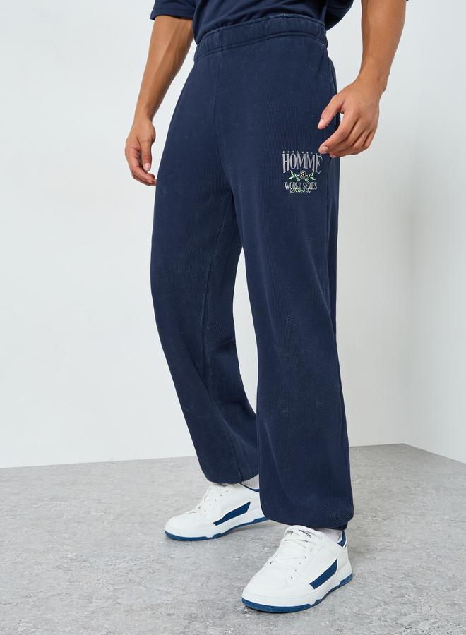 Styli Men Washed Waffle Knit Relaxed Fit Joggers - Image 1
